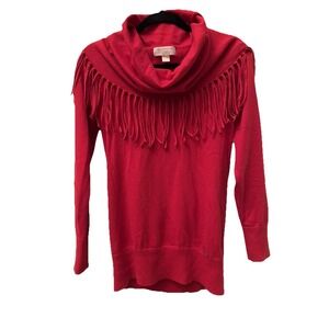 Michael Kors Cable Knit Cow Neck Red Long Sleeve Size L